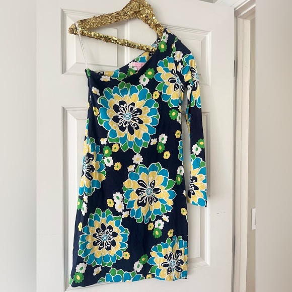 Lilly Pulitzer Silk Blend One Shoulder Floral Dress - Picture 1 of 6